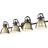 Duncan 4-Light Bath Vanity in Rubbed Bronze with Aged Brass