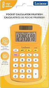 Lexibook FRUITIES Pocket Calculator 8 Digits 4 Operations Solar Battery Yellow view 5