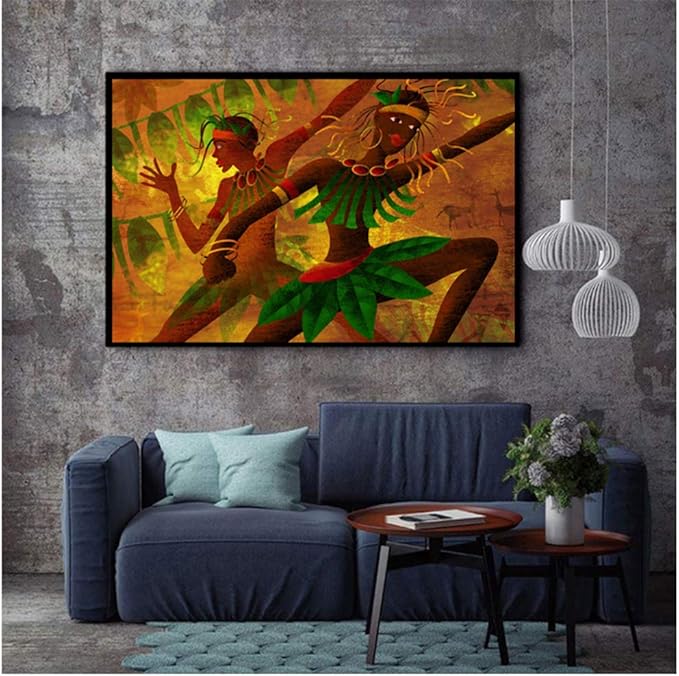 ASLKUYT Tribu Africana Pintura de la Pared África Vida Paisaje Imagen