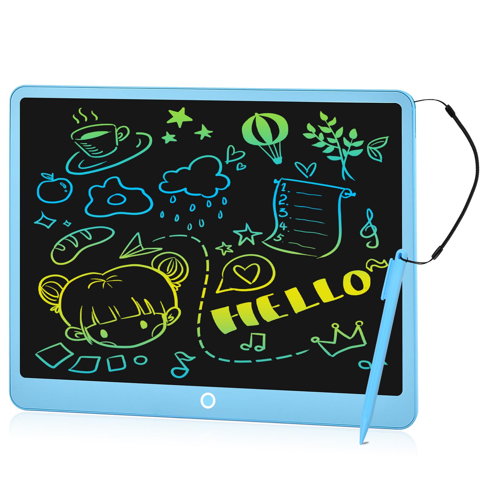 LCD Writing Tablet for Kids, Portable LCD Drawing Writing Tablet, 16 Inch Colorful Screen Writing Tablet, LCD Drawing Board with Erase Function, Doodle Pad for 3-12 Years Old, Boys, Girls - Blue