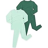 JunNeng Bamboo Viscose Pajamas for Toddler Baby, Boys Girls Solid Snug Fit Pajamas Long Sleeve Sleeper