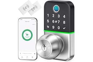 Keypad Smart Door Lock with Knob: Kucacci Keyless Entry Fingerprint Lock for Front Door - Keypad Digital Lock with Handle - Electronic Code Door Knob - Easy Installation - Generate Passcode Remotely