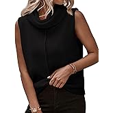Amarmia Womens Cowl Neck Knit Sweater Vest Sleeveless Casual Solid Trendy Turtleneck Ribbed Pullover Tank Tops