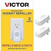 Victor PestChaser Rodent Repellent with Nightlight & Extra Outlet - M752PS - 2 Pack - 2 High Frequency Rodent Repellers - Repel Rodents Indoors - Ultrasonic Repellent