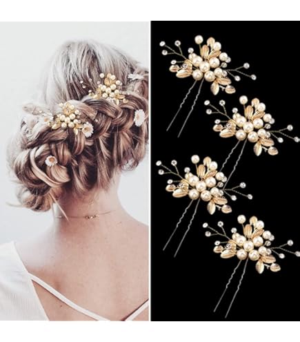 Amazon.com : PRETTYLIFE Pearl Wedding Hair Pins U-Shaped  display picture 2