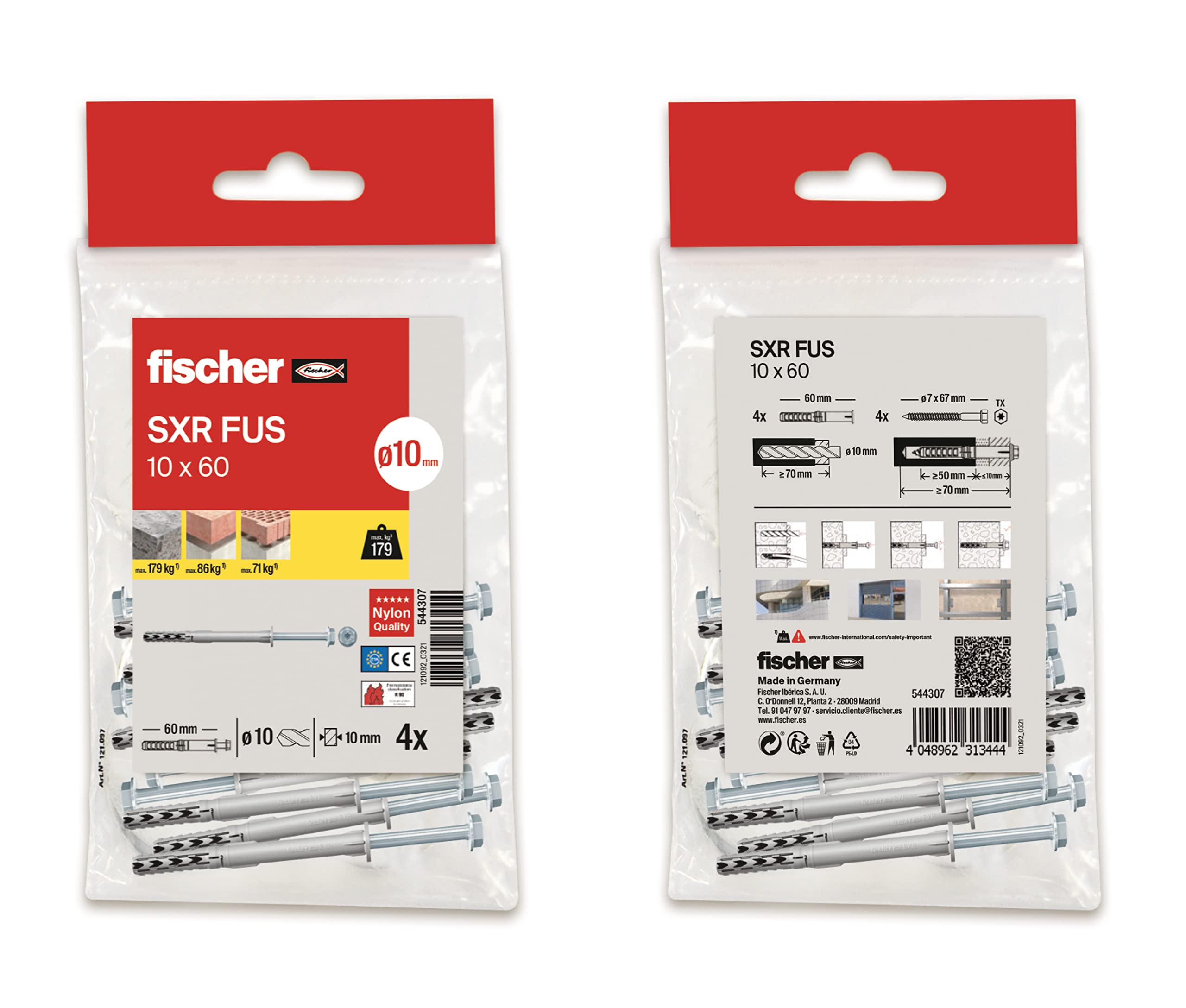 Fischer 544303 Bag Sxr, 10X60/16 pcs, Multicolor