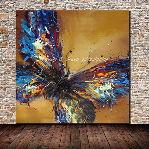 Amazon.com: Hand-Painted Oil Painting Abstract Animal Style Yellow ...