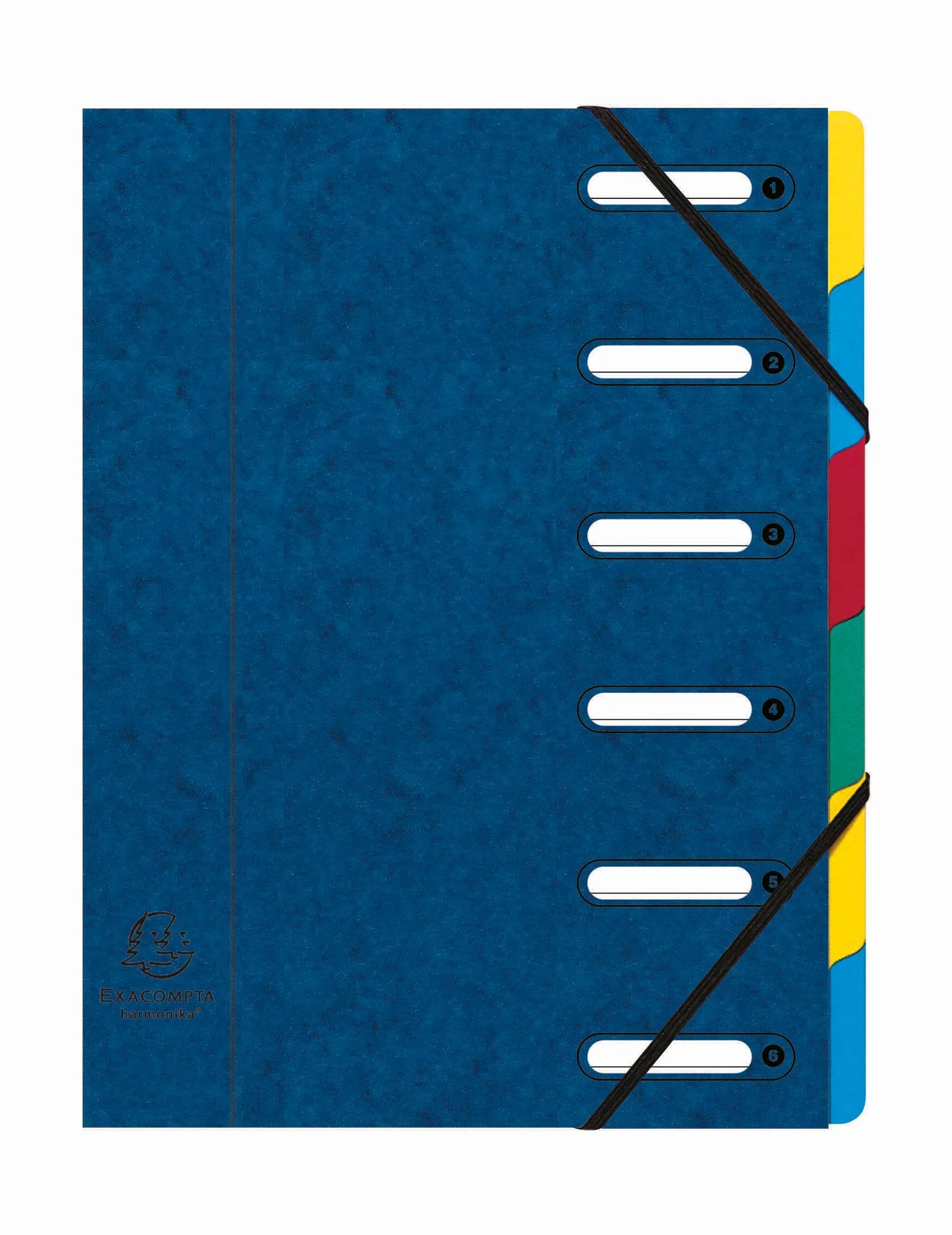 Exacompta - Ref 5306E - Harmonika Multipart File - 24.5 x 32cm in Size, Suitable for A4 Documents, 6 Multi-Coloured Tabbed Sections, Premium Pressboard Cover - Assorted Colours