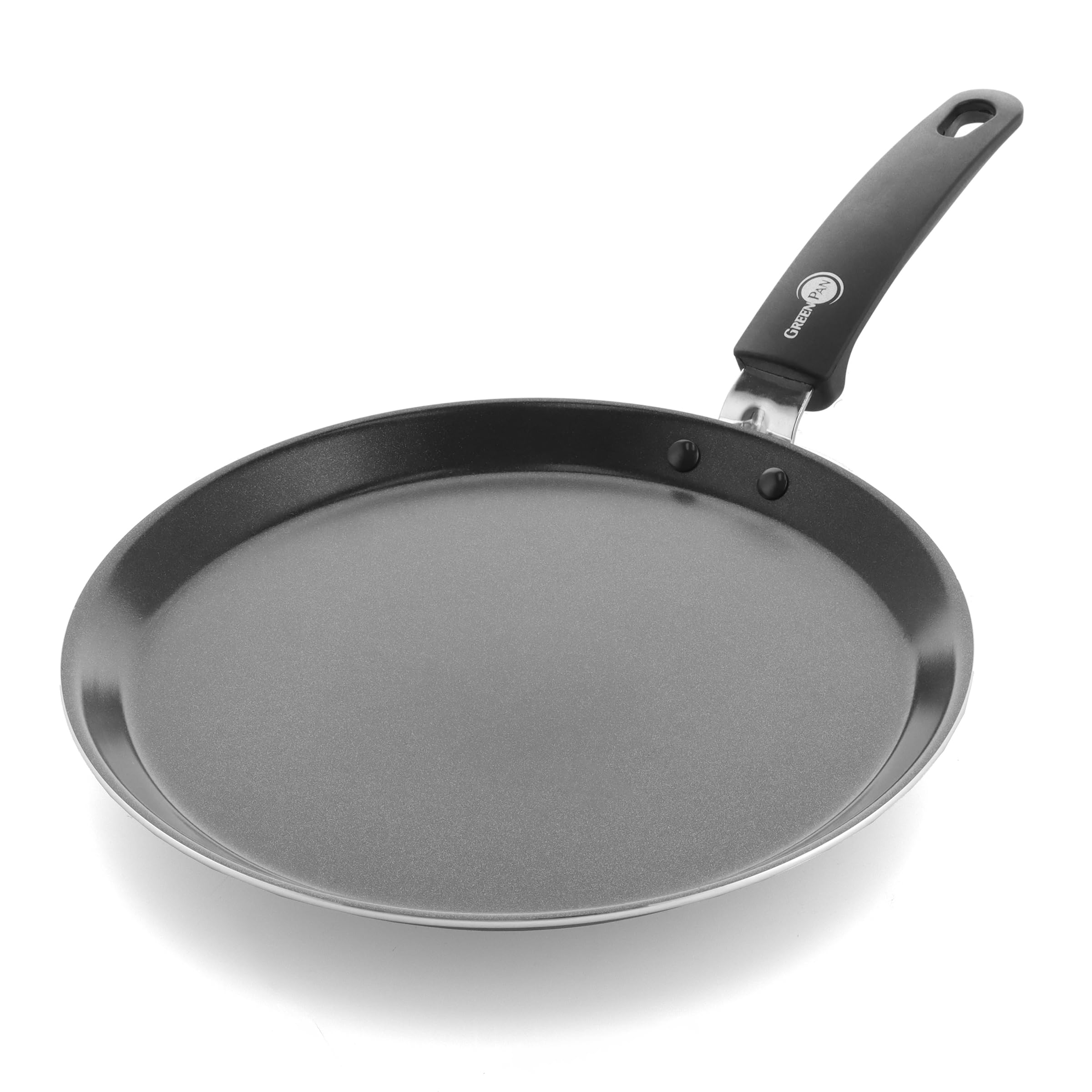 GreenPan Essentials Healthy Ceramic Non-Stick 28 cm Pancake Crepe Pan, PFAS Free, Induction, Oven and broiler safe up to 160°C, Dishwasher Safe, Black — image 1