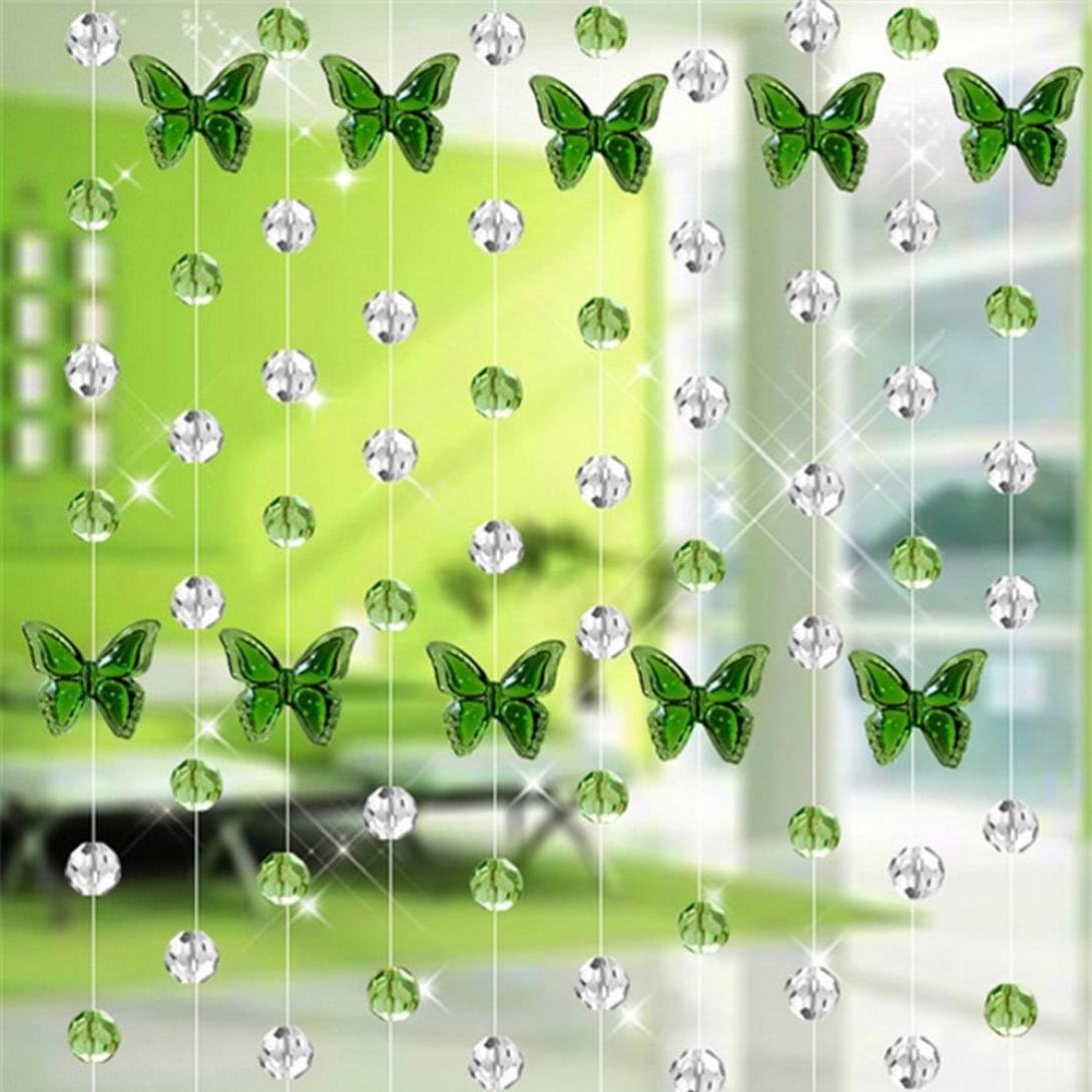 Vibola 1pcs Crystal Glass Bead Curtain Luxury Living Room Bedroom Window Door Wedding Decor Glass Partition shopwindow Beaded Curtain (Green)
