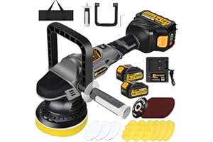 JEXUGK 5" Cordless Car Buffer Polisher, 21V Professional Brushless Polisher w/ 2 x 4.0Ah Battery, Orbital Pulidora De Autos Inalambrica w/ 6 Speed, Car Buffer Waxer Kit for Sanding, Scratch Removing