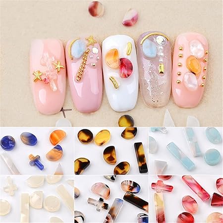 Amazon 6色 カラフル 貝殻石パーツ 円 十字架楕円 ネイル レジン ジェルネイル ネイルアート ネイルパーツ レジン Uvレジン Uvレジンクラフト レジンパーツ Uvレジンアクセサリー 天然石風 石 ストーン 5 Innail ジュエリーパーツ 通販