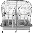 A&E Cage Co. Double Macaw Cage with Removable Divider, 64"" x32, Platinum (6432 Platinum)