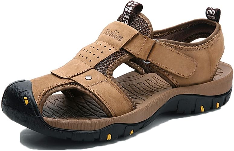 Amazon Gureitojp ビーチサンダル メンズ 革靴 スポーツサンダル ベルクロ式 つま先保護 アウトドア 大きいサイズ 厚底 蒸れない 通気性 夏 室内 室外 かかとあり 速乾 滑り止め 履きやすい 登山 職場 カジュアル Gureitojp スポーツサンダル