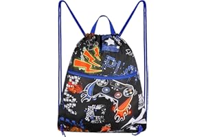 RLGPBON Game Drawstring Backpack,Drawstring Bags for Boys Kids Swim Bag for Beach Swim Swimming Pool Draw String Bags