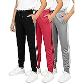 Real Essentials 3 Pack: Boy's Mesh Jogger Sweatpants - Youth Kids Baseball Football Athletic Pants with Pockets