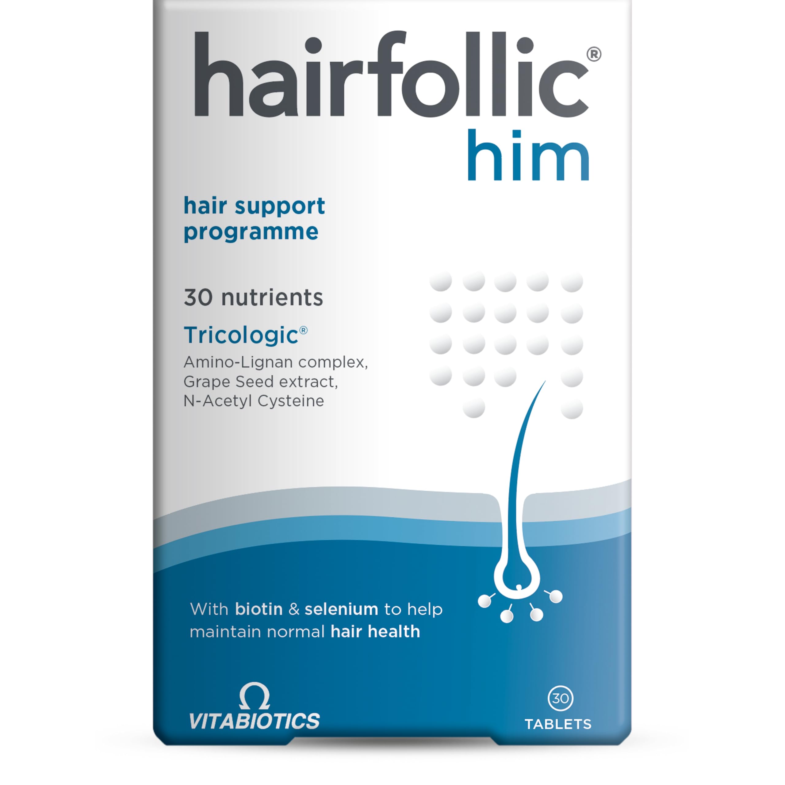 Hairfollic Him, for Men - 30 Tablets, 30 Count