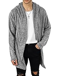 Mens Hooded Cardigan Long Cardigans Sweater Shawl