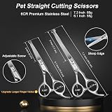 CIICII 7 Inch Dog Grooming Scissors Kit with Safety Round Tip (Silver) view 2
