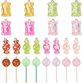 Cheriswelry 24Pcs Resin Imitation Food Charms Candy Lollipop Resin Pendant Cute Dessert Charm Hang Ornaments 27.5-64mm for Keychain Necklace Earring Jewelry Making Supplies