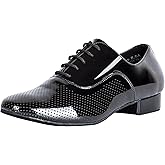 Linodes Breathable Men's Latin Dance Shoes 1 Inch Leather Sole Ballroom Salsa Tango Waltz Character Shoe