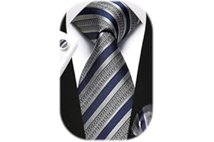 Enlision Mens Ties Stripe Tie and Pocket Square Set Classic Formal Woven Neckties Handkerchief Cufflinks Wedding