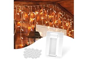 Dailyart Adhesive Hooks,100 Pcs Clear String for Hanging,Hooks for Outdoor String Lights,Waterproof Adhesive Hooks for Hanging Christmas Light,Outside Heavy Duty Cable Clips Rope Organizer