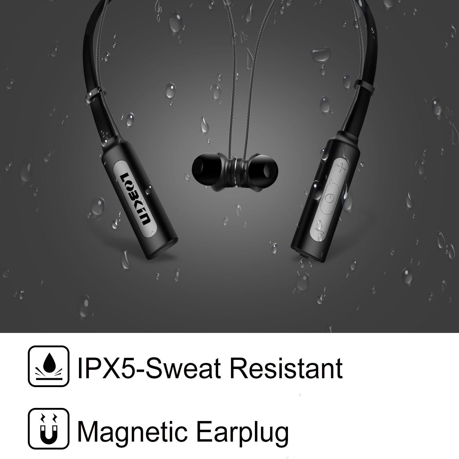 Ecandy Wireless Neckband Bluetooth Headset V4.1 Stereo Earbuds Vibration Sports Handsfree Headphone with Microphone,Magnet Attraction Compatible for Most Bluetooth Devices