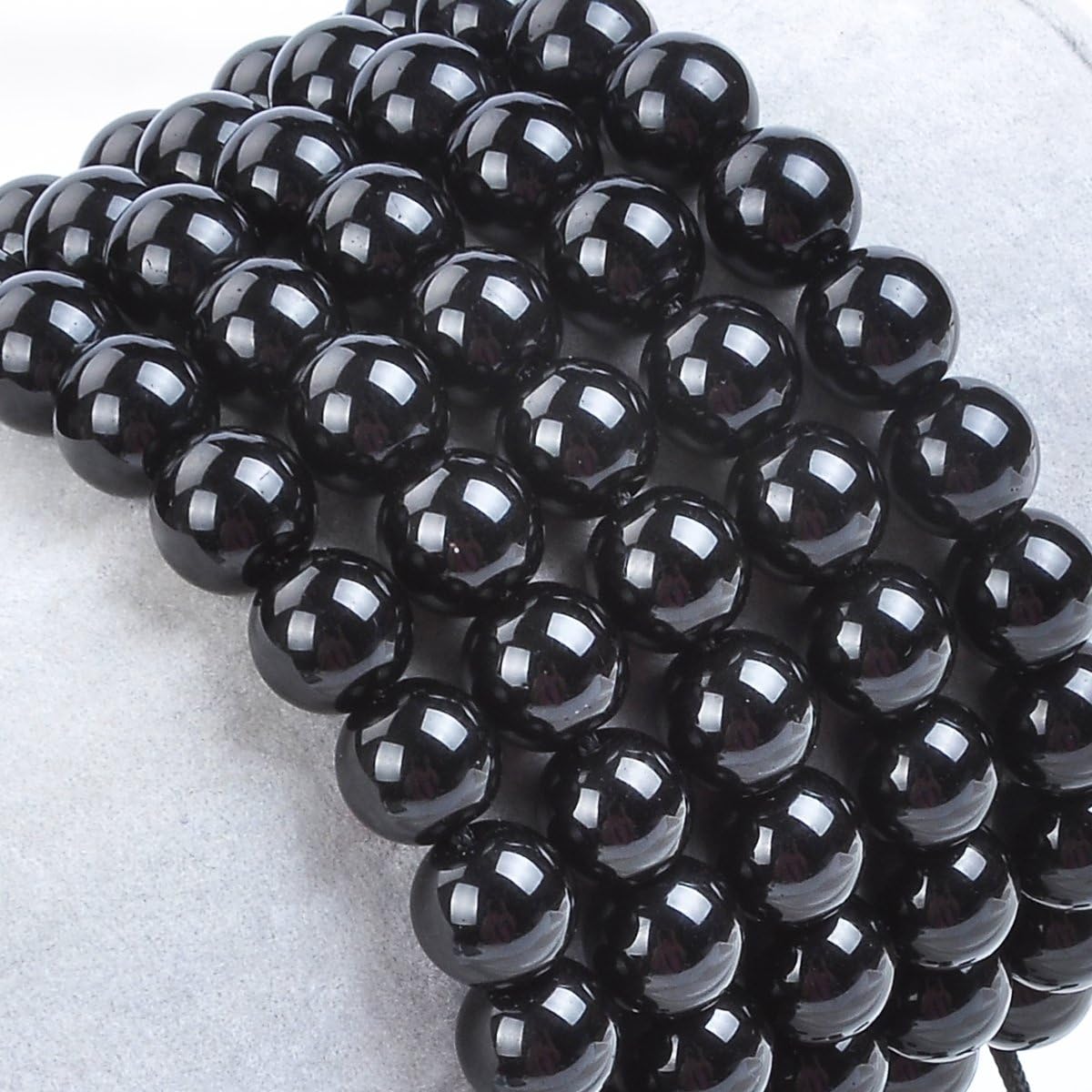 Massive Beads Real Black Tourmaline Yoga Healing Root Base Chakra Protection Bracelet Natural Gemstones Emotional Stailization (Black Tourmaline): Jewelry