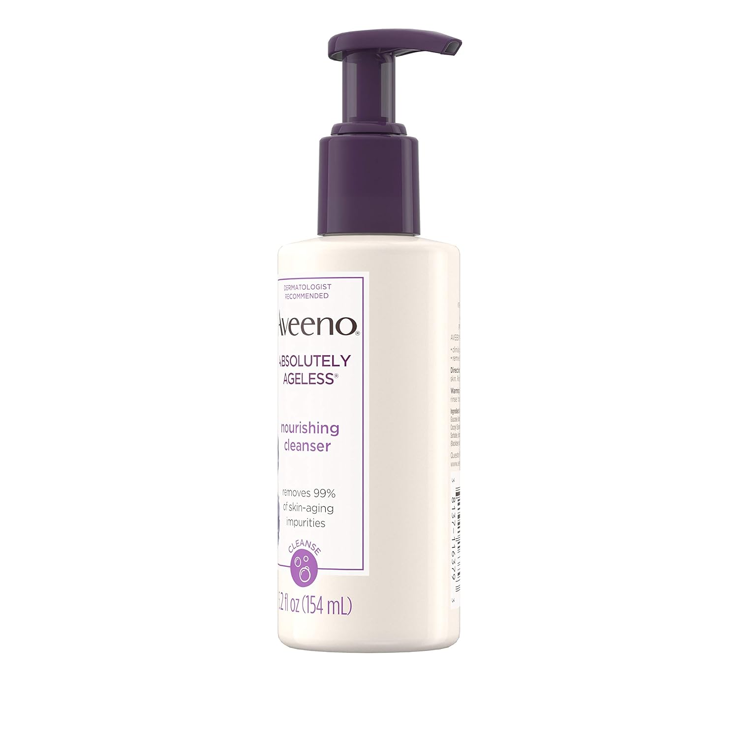 Aveeno Absolutely Ageless Nourishing Daily Facial Cleanser with Antioxidant-Rich Blackberry Extract, Non-Comedogenic Face Wash from Dermatologist-Recommended Brand, 5.2 fl. oz: Beauty