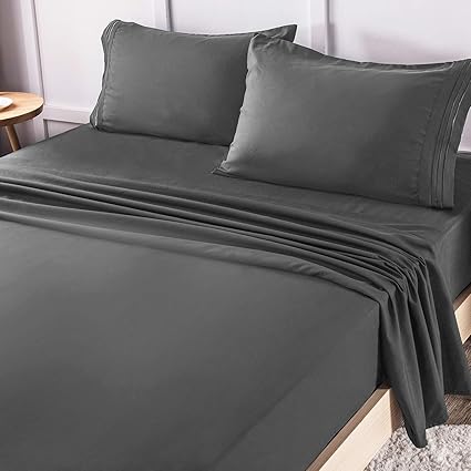 Lianlam King Bed Sheets Set Super Soft Brushed Microfiber 1800 Thread Count Breathable Luxury Egyptian Sheets 16 Inch Deep Pocket Wrinkle And Hypoallergenic 4 Piece King Dark Grey Amazon Ca Home Kitchen