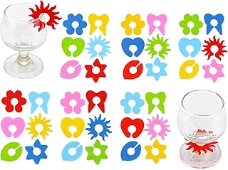 Silikon Glasmarker Teebeutel Clip 24 Stück Wiederverwendbare Glasmarkierer Silikon Weinglas Anhänger Charms Getränk Marker Glasmarkierung Weinglas Markierung Blütenblatt Für Party Tassen Becher Marker