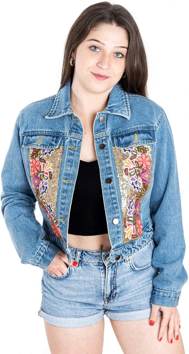 bestickte jeansjacke damen