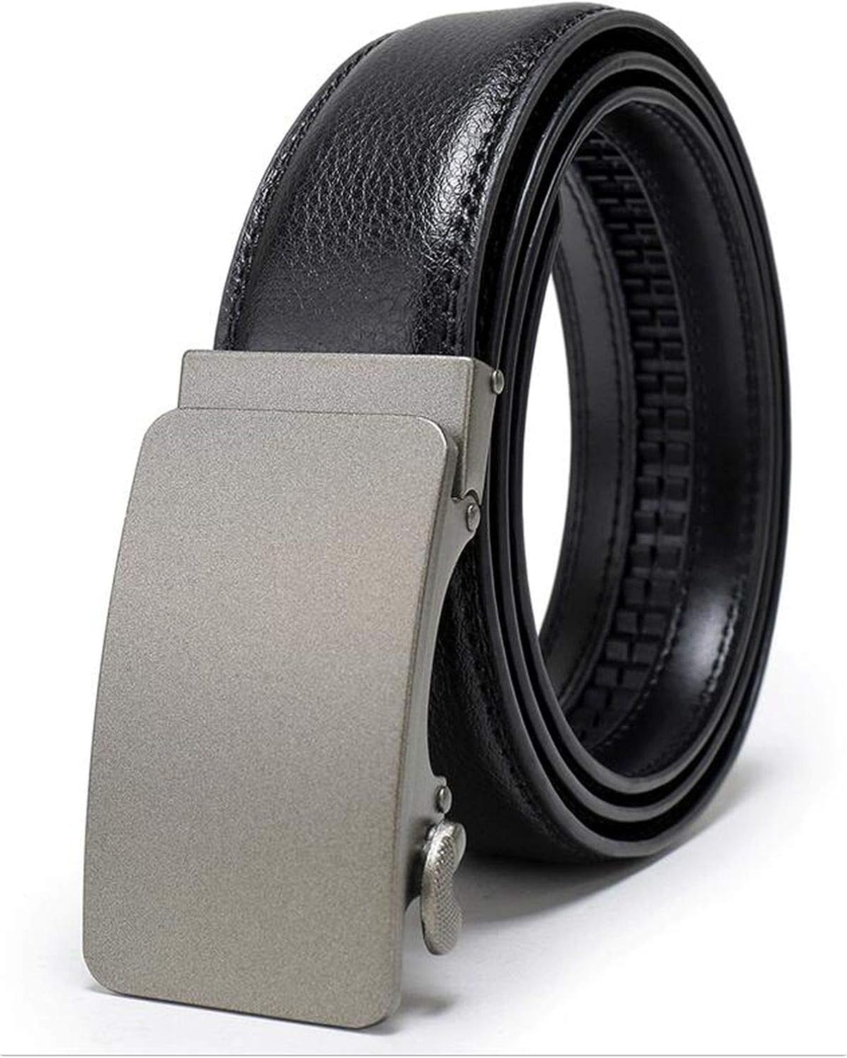 Mens Leather Ratchet Automatic Buckle Belt Adjustable Genuine Dress Men Click