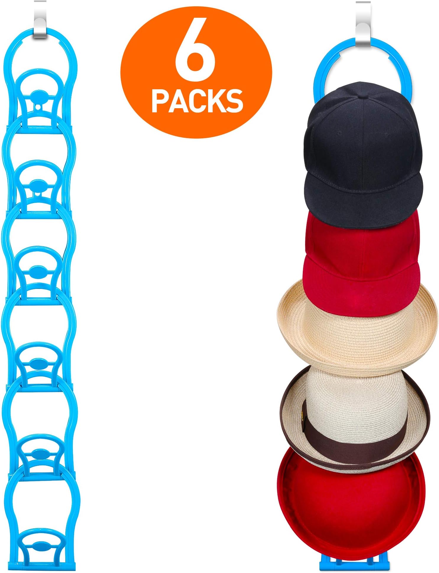 FaayFian [Upgraded Foldable Door Wall Mounted Baseball Cap Hat Rack Holder(Hold 3Kilos), Dress Hats, Snapbacks, Derby Hats, Straw Has Rack Storage