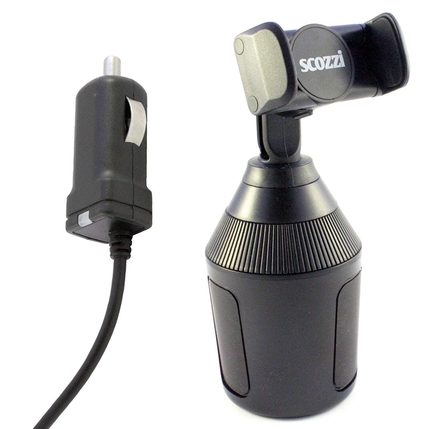 scozzi Universal Car Mobile Phone Cup Holder + Micro USB Fast Charging Cable with 2400 mAh Car Truck Car Cans Drinks Holder Can Holder Mobile Phone Holder Car Holder Charger