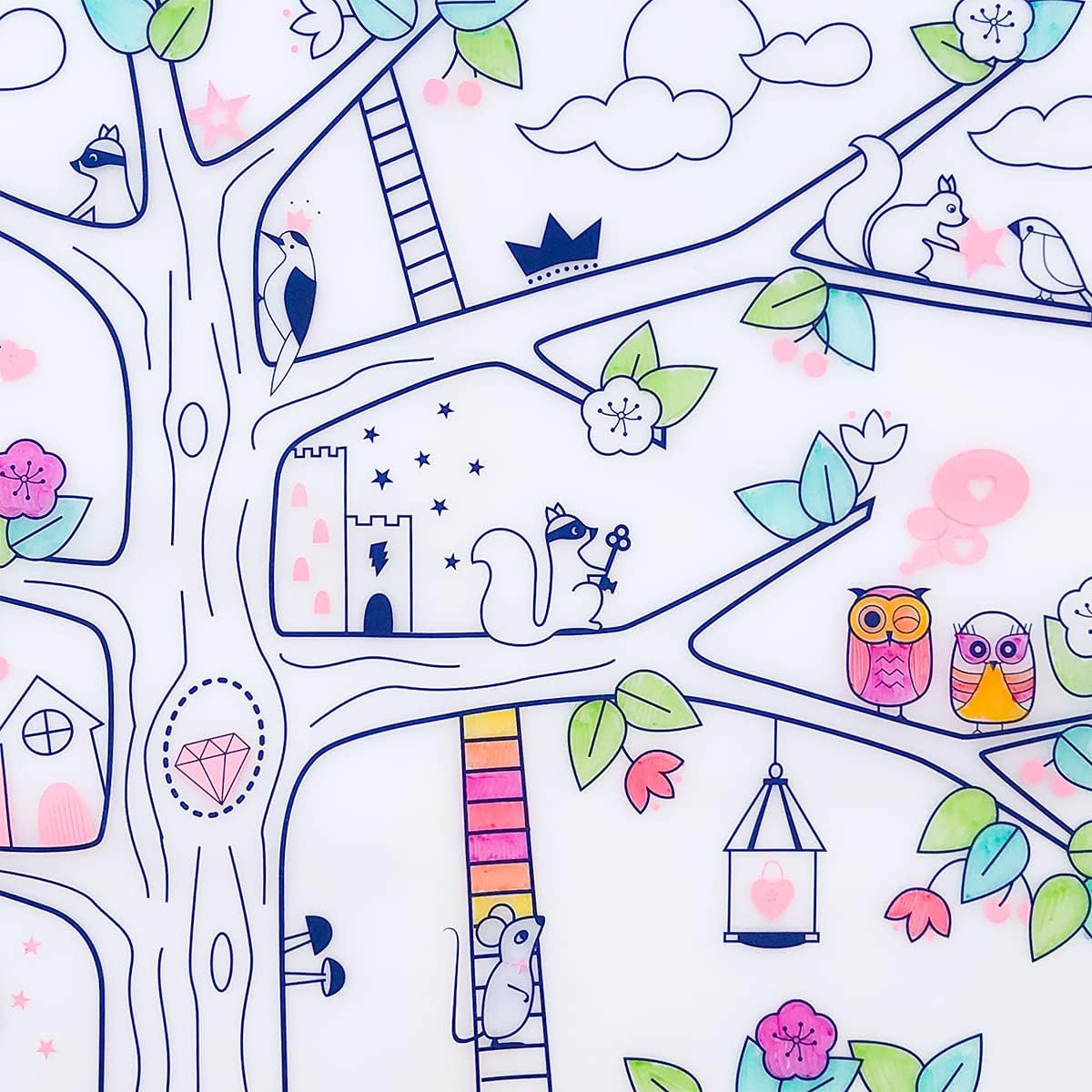 SUPER PETIT, Educational Game, Educational Placemat, Reusable Colouring, Magic Tree, 5 Felt-Tip Pens and Bracelet Included - Image 3