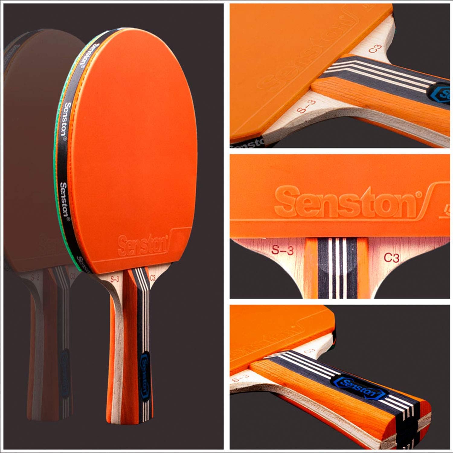 Senston-Ping-Pong-Paddles-Set 2 Player Table Tennis Racket Set with 3 Ping Pong Ball and 1 Portable Bag S3-C3 : Sports & Outdoors