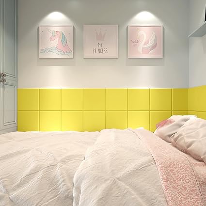 Wedecor Wall Padding For Home Nurseries Unique Leather Padding For Walls Decor Pack Of 16 9 8x9 8x0 75 Inches Pc 10 76sq Ft Lemon Yellow