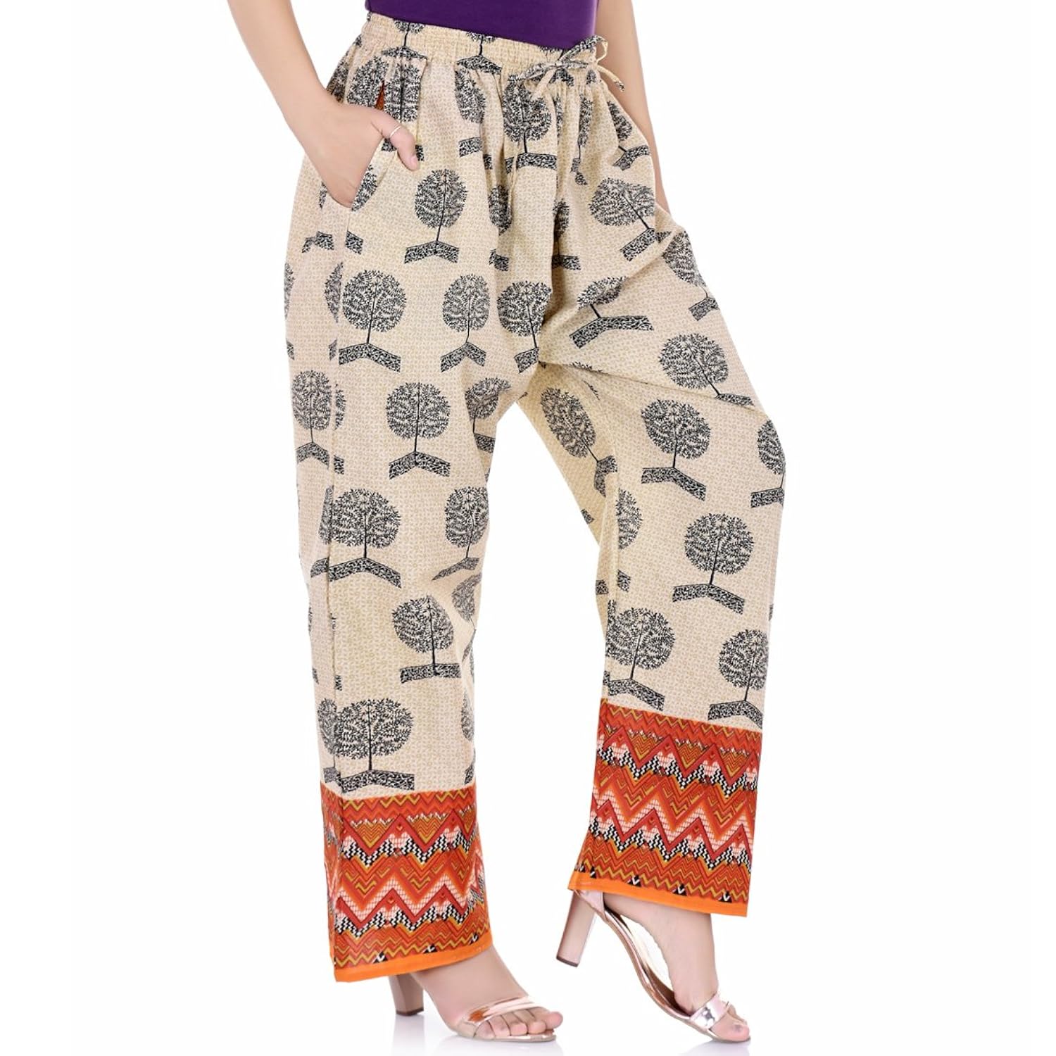 halowishes jaipuri cambric cotton printed straight pant palazzo- 196