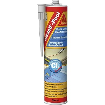 SIKA Sikasil Pool Schwimm-Bad Silikon-Doichtstoff | 300 ml Kartusche | transparent