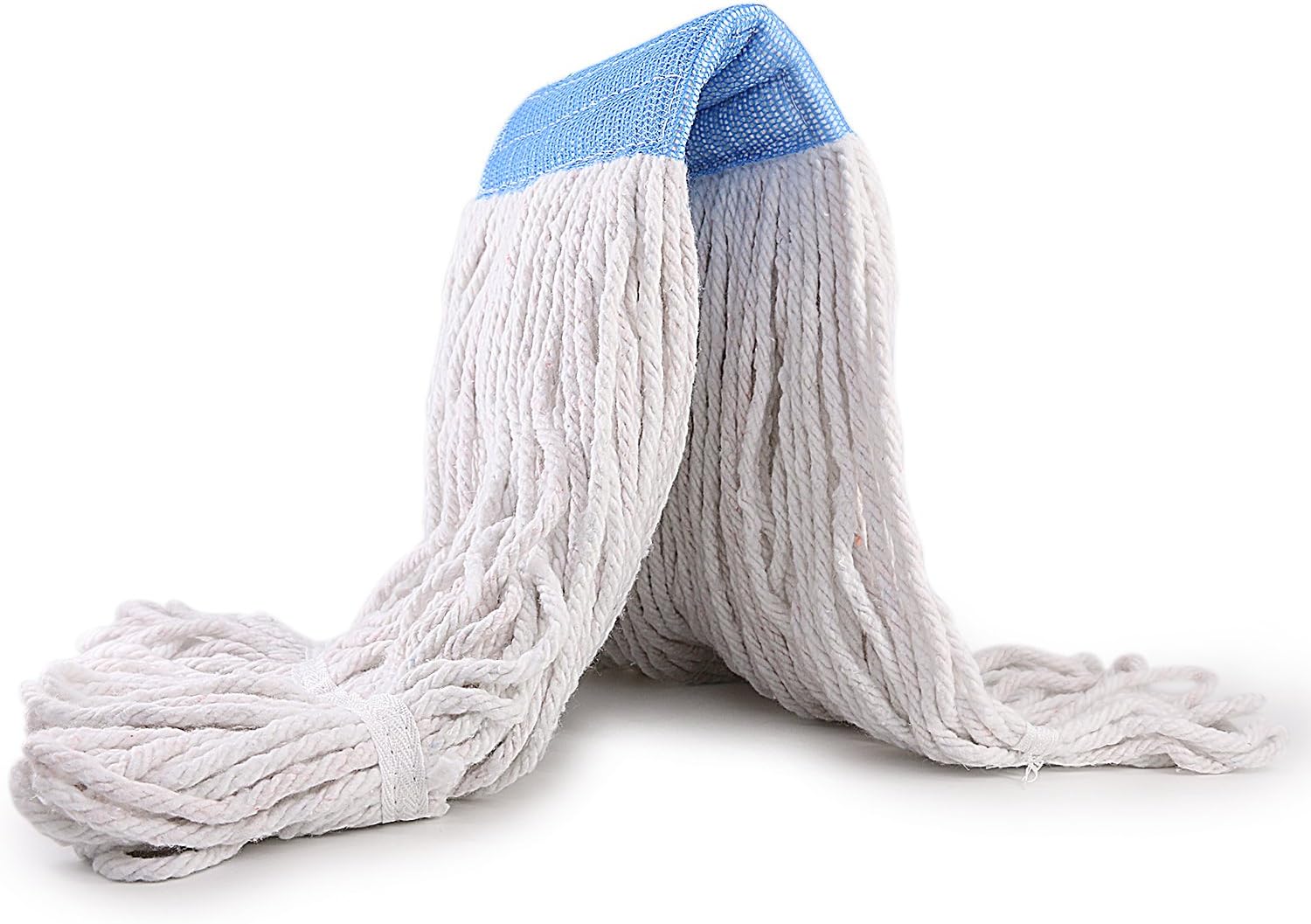 16 oz Cotton Easy Wring Saddle Mop Head Refill, Heavy Duty Looped-End String Swinger Style Replacement Mop Head, for Home, Commercial, and Industrial Use (White)