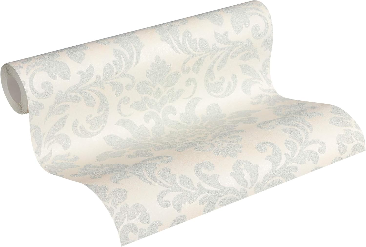 Livingwalls Non-Woven Wallpaper Diamonds Wallpaper with Ornaments Baroque 10.05 m x 0.53 m Gray Silver White 372702 37270-2