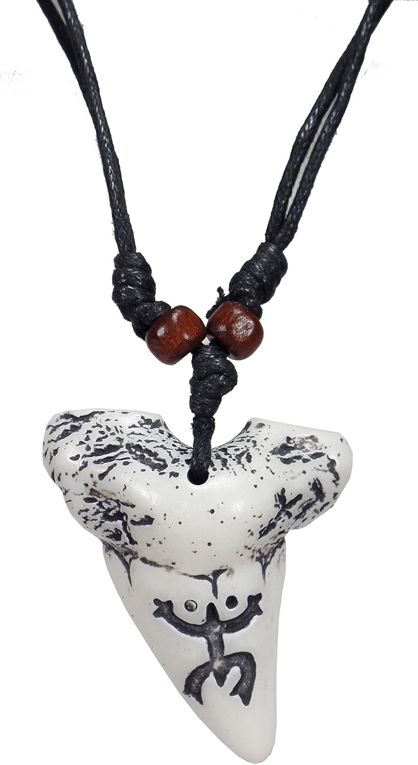 Shark Tooth Necklace - Resin Tooth - Shark Tooth Adjustable Surfer Necklace - Coqui Taino Necklace