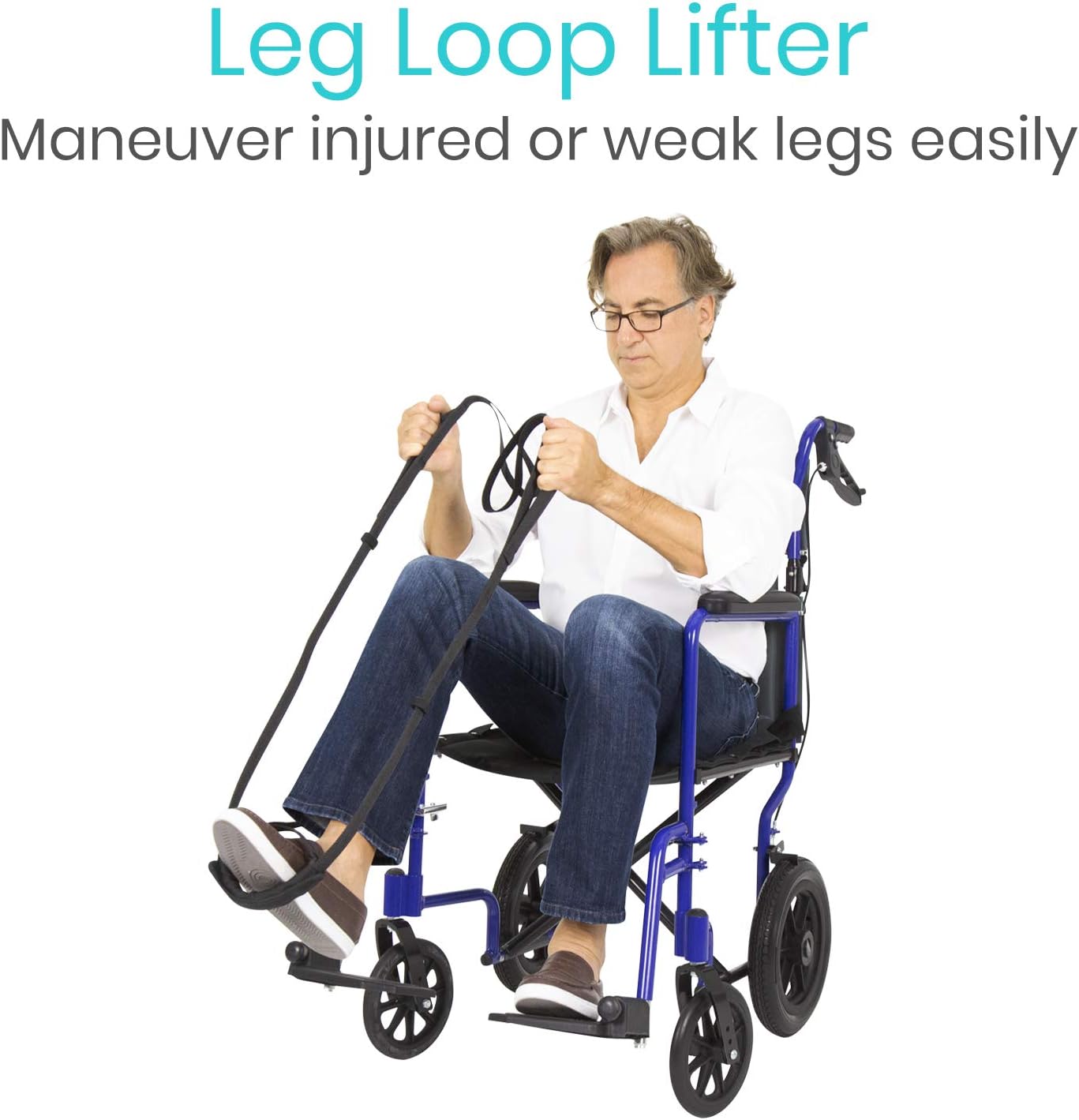 Vive Proflex Strap - Leg Lifter Assist with Nylon Webbing for Recovery, Stretching - Feet Loop with Hand Grips - Lift and Stretch Foot, Calf - Rigid for Elderly, Handicapped, Injury, Car and Bed: Health & Personal Care