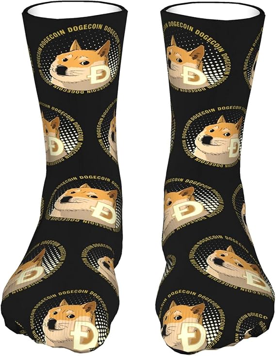 MAICICO Dogecoin Doge HODL to The Moon Socks Wear-Resistant Comfortable Fashion Medium Stockings 40 Cm