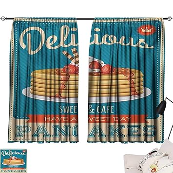 Amazon Com Tankcsard Teal Curtains Vintage Delicious Pancakes