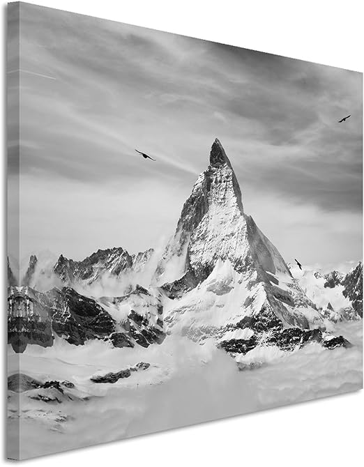 Paul Sinus Art 50x70cm Leinwandbild Schwarz Weiss In Topqualitat Schweizer Alpen Schnee Amazon De Kuche Haushalt