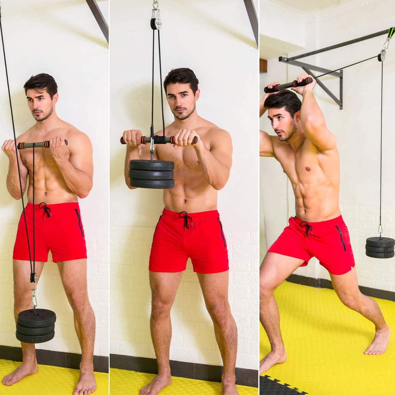 FBSPORT Forearm Wrist Roller Trainer, Strength Training Arm Marchine, Fitness LAT Lift Pulley System, Triceps Extensions Exerciser for LAT Pull Down, Biceps, Body Training Equipment, Home Workouts : Sports & Outdoors