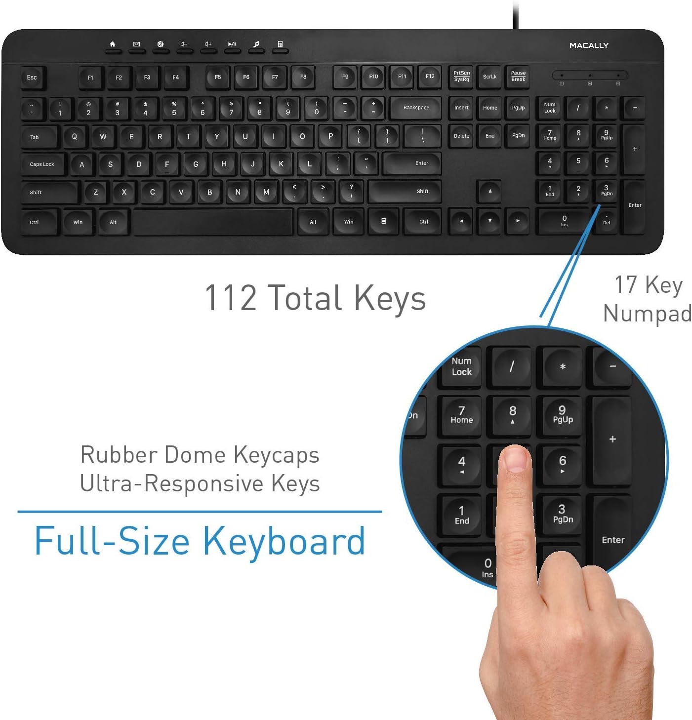 Macally USB Wired Keyboard and Mouse Combo Bundle - Simple & Easy to Use Ultra Slim USB Keyboard Mouse Combo - Compatible with Windows 10/8/7/Vista/Xp, etc. - Plug & Play: Computers & Accessories